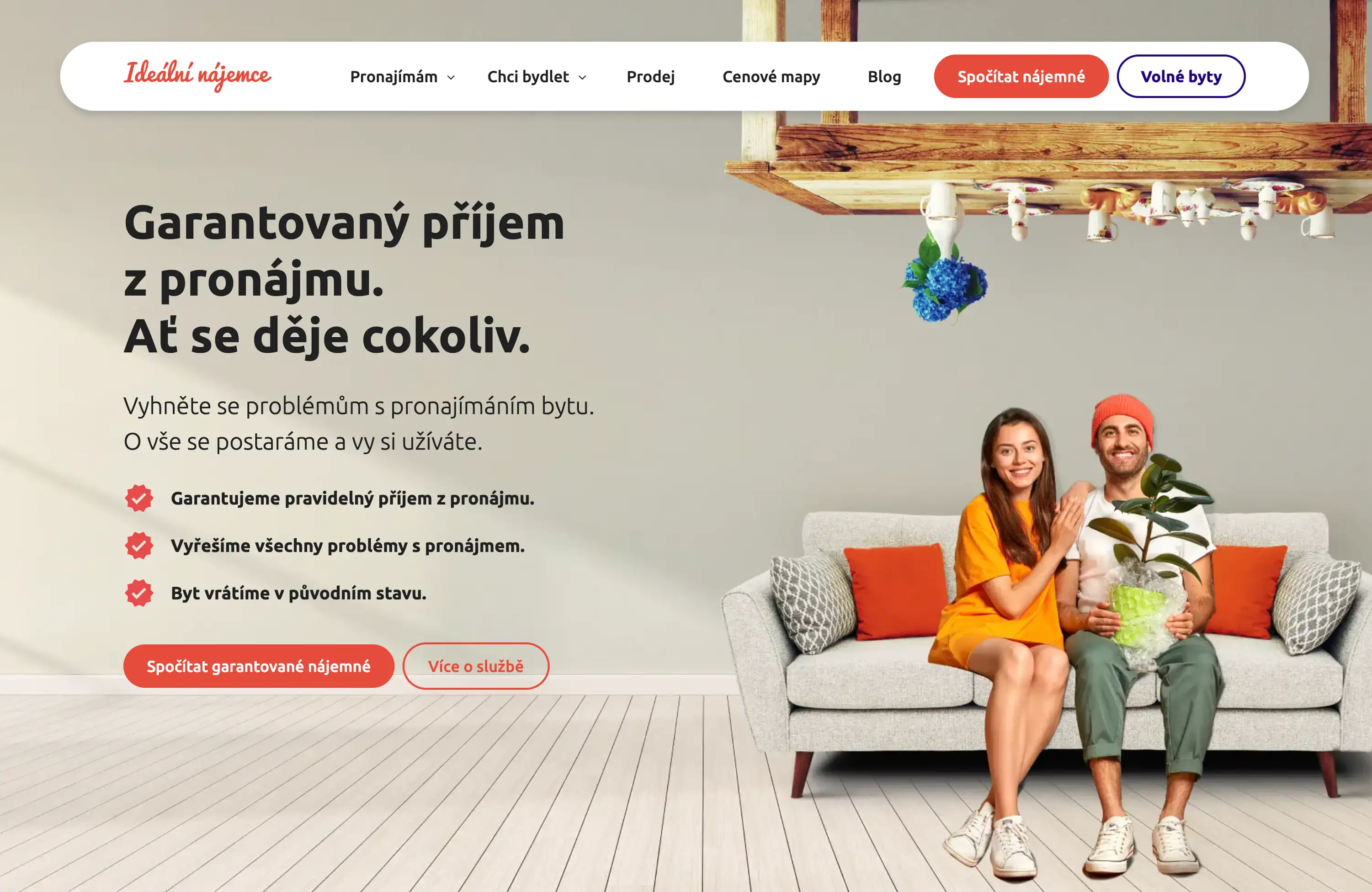 Webflow website mockup of idealninajemce.cz