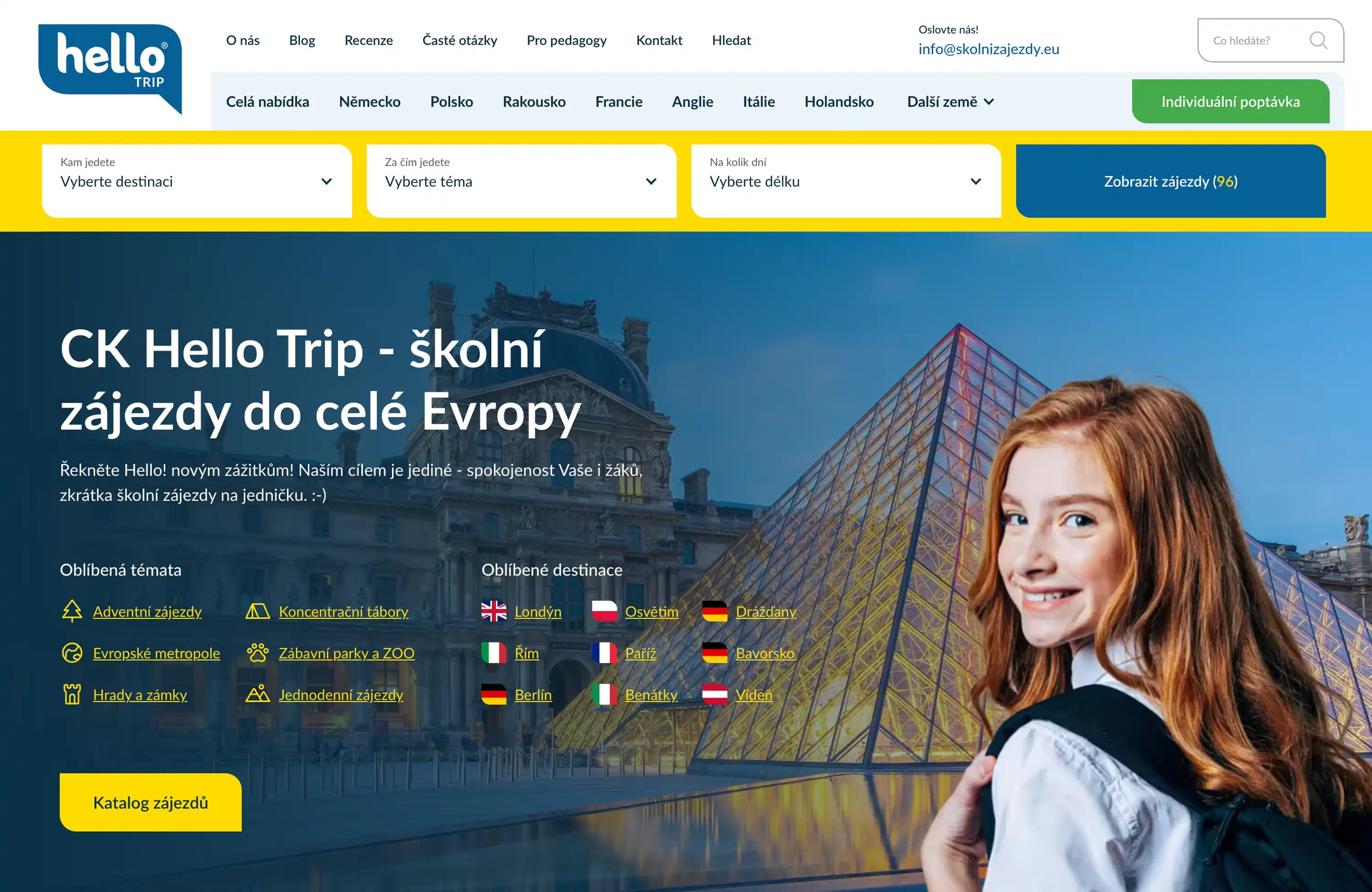 Webflow website mockup of hellotrip.cz