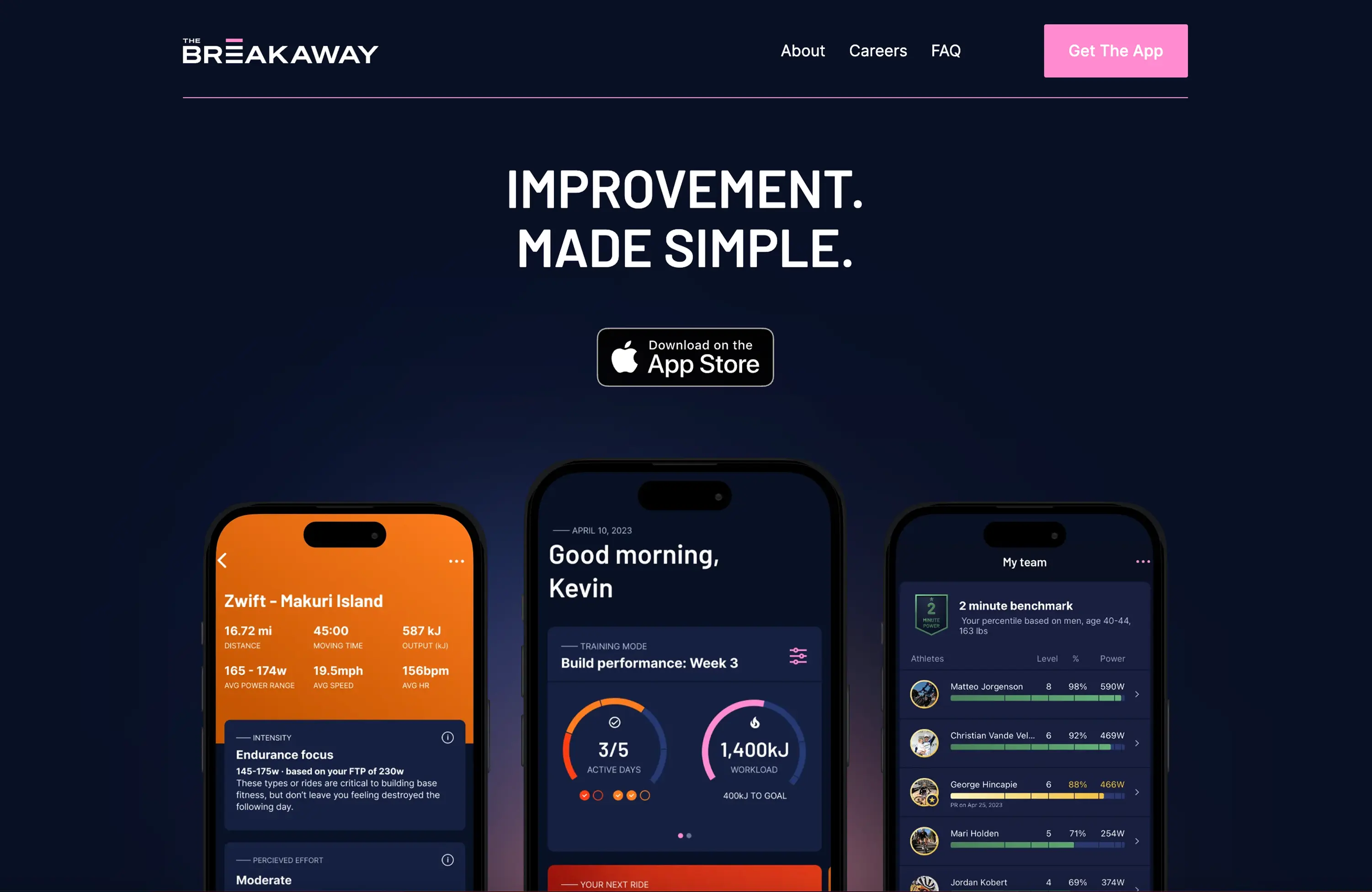 Webflow website mockup of breakaway.app